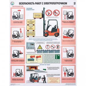 Плакат информационный «Безопасность работ с электропогрузчиками», 1шт.
