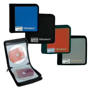 Портмоне для CD/DVD дисков Brauberg на 24 диска, пластик, разные цвета (510029)