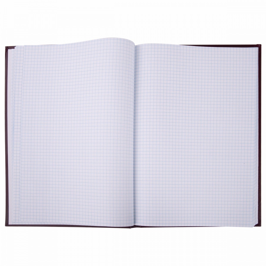 Бухгалтерская книга учета Brauberg (А4, 96л, клетка) твердая обложка, бумвинил, наклейка) бордовая (130279)