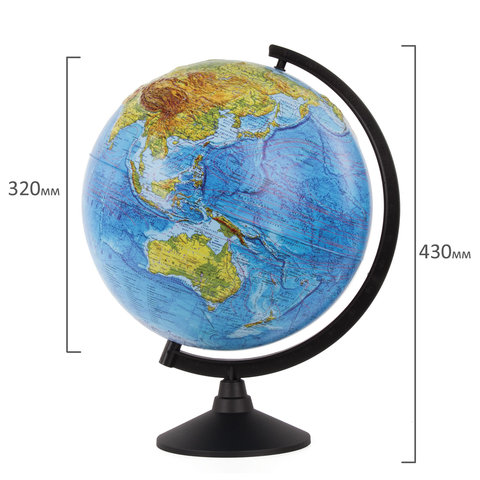 Глобус физический Globen &quot;Классик&quot; d=320мм, рельефный (К013200219)