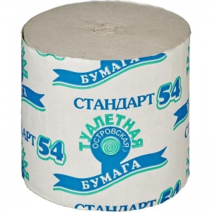 Бумага туалетная 1-слойная "Островская", серая, 50м, 24 рул/уп (4620018335404)