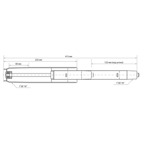 Газлифт Brabix A-140 стандартный, черный, длина в открытом виде 413мм, d=50мм, класс 2 (532002), 20шт.