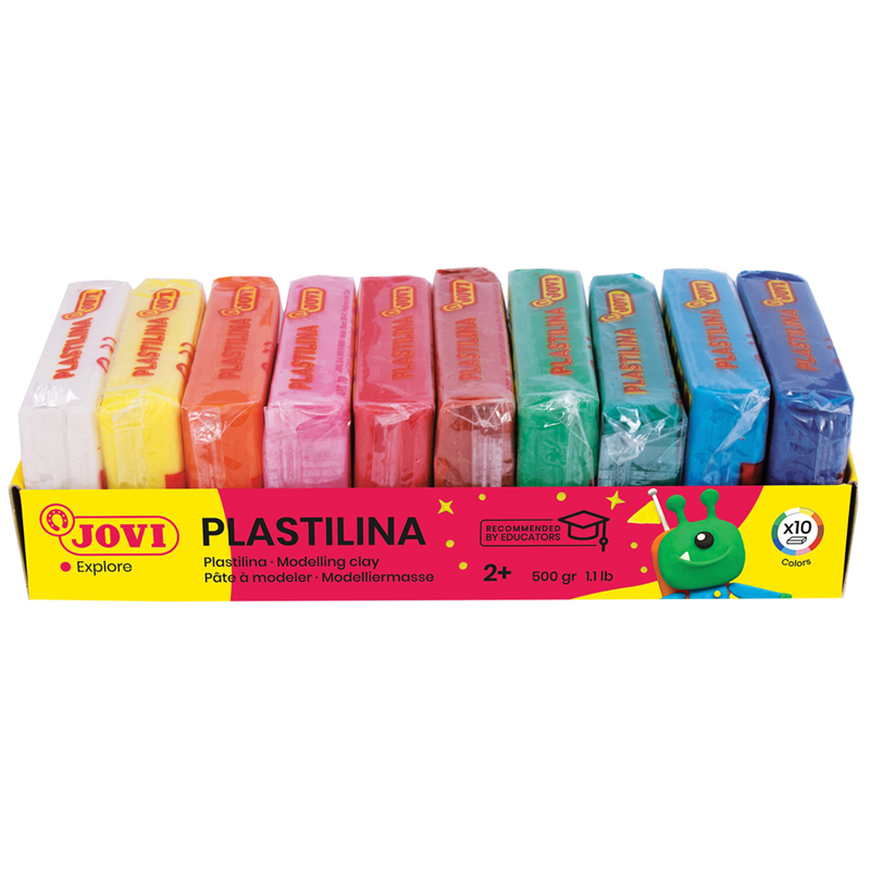 Пластилин на растительной основе 10 цветов Jovi, 500г, картон (70/10S)