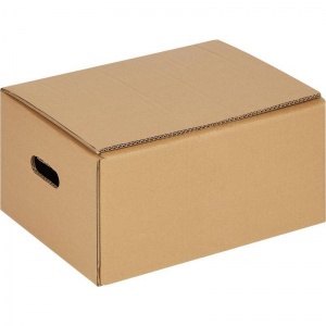 Короб картонный с ручками и клапанами внахлест 400x300x200мм, картон бурый П-32, 10шт.