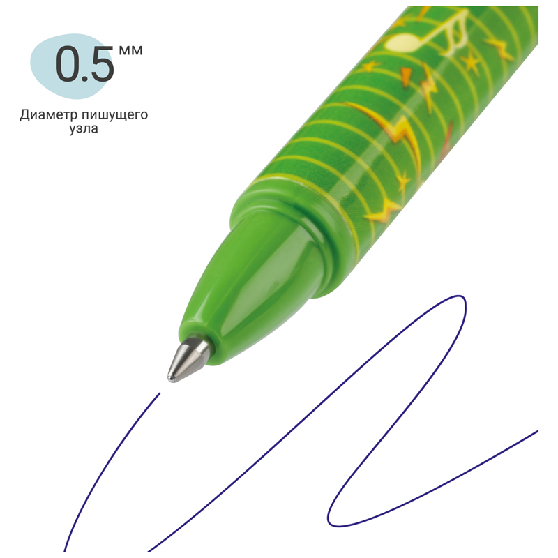 Ручка гелевая стираемая автоматическая MESHU &quot;Dino&quot; (0.5мм, синяя, с топпером) 36шт. (MS_61031)