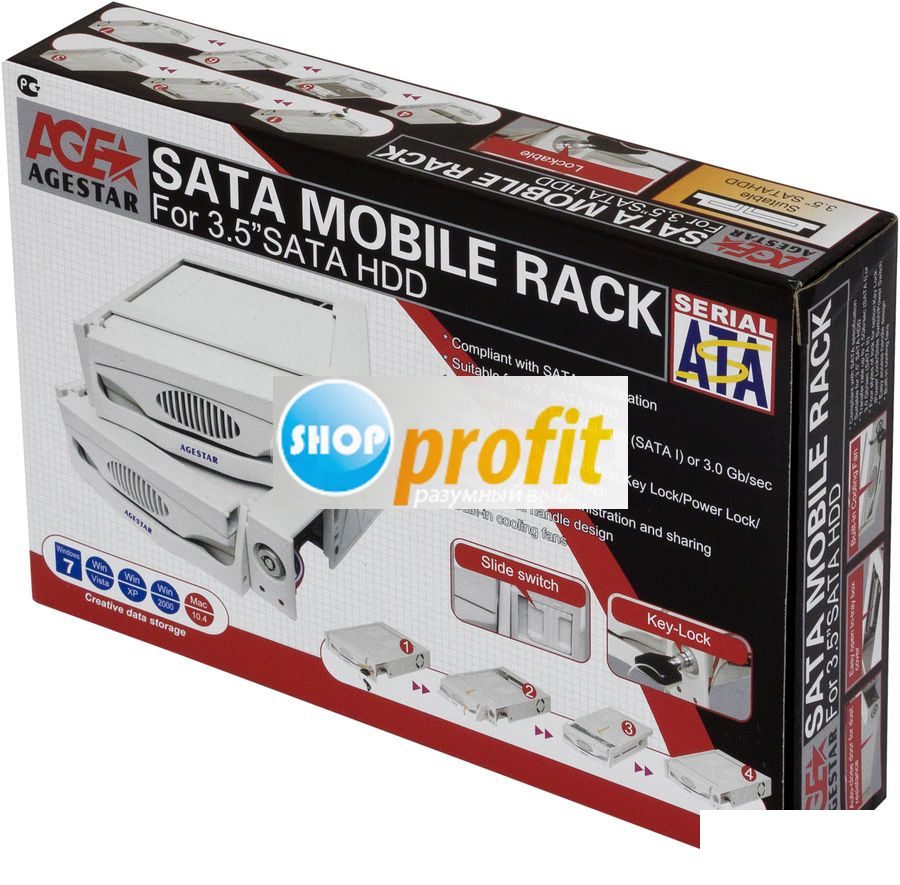 Mobile rack (салазки) для HDD AgeStar MR3-SATA(SW)-3F, черный (SR3P(SW)-3F BLACK)