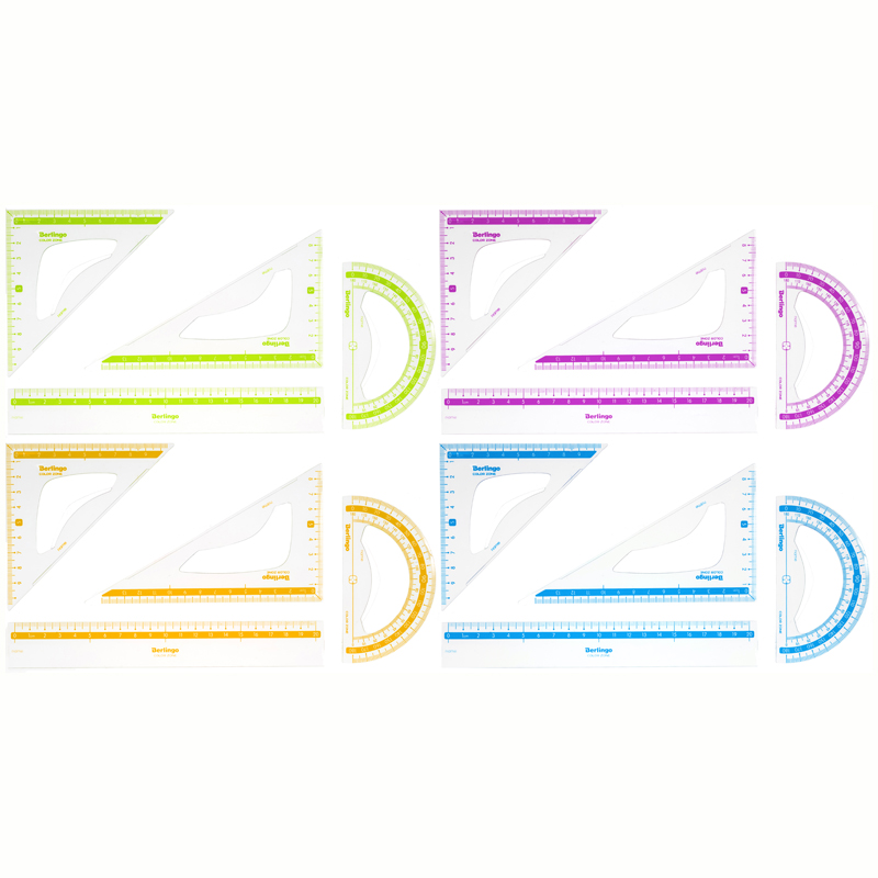 Набор чертежный средний Berlingo Color Zone (треугольники 2шт., линейка 20см, транспортир) прозрачный (RS_30304)