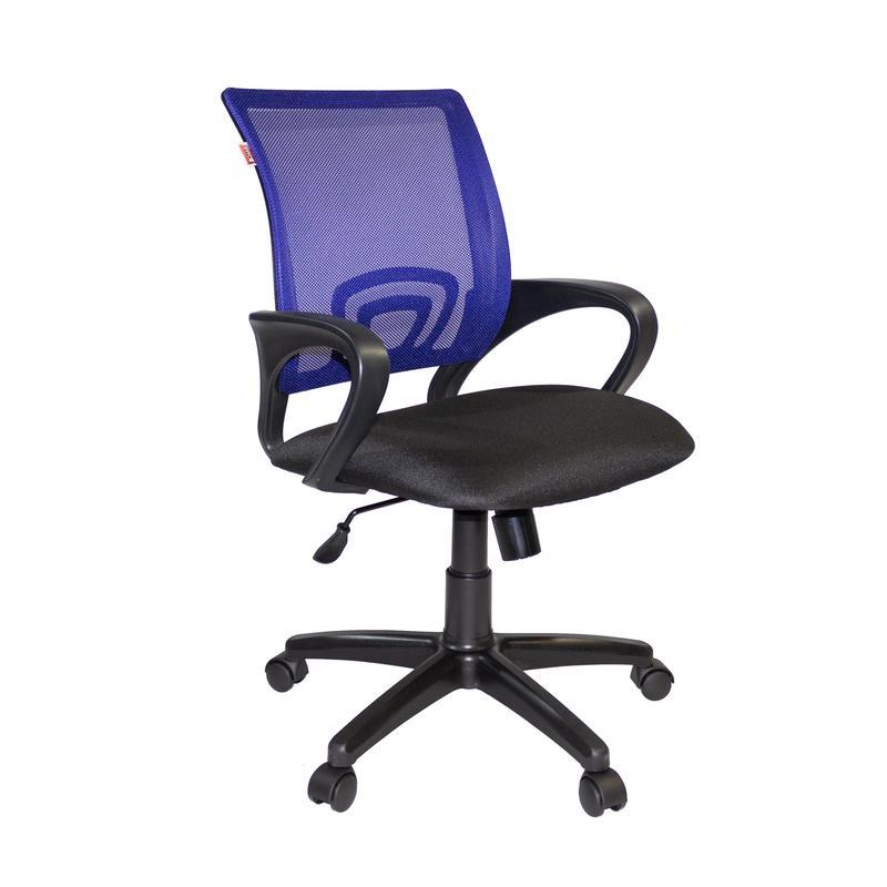 Кресло офисное Easy Chair 304, ткань черная, сетка синяя, пластик