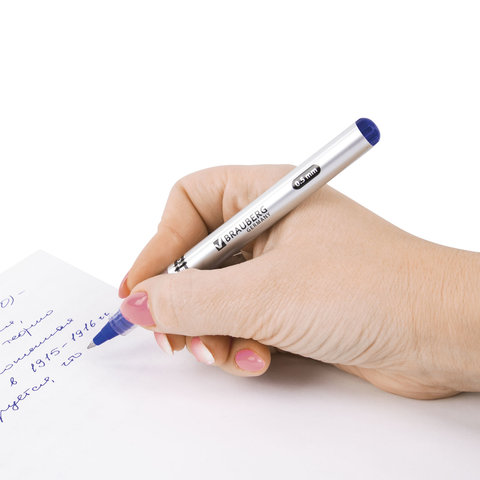 Ручка-роллер Brauberg Flagman (0.5мм, синий цвет чернил, корпус серебристый) (141556)