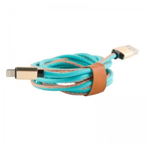 Кабель USB2.0 Red Line, USB-A (m) - Apple Lightning, экокожа, синий (УТ000014166)