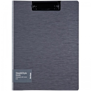 Папка-планшет с крышкой Berlingo Steel&Style (А4, пластик (полифом), до 100 листов) серебристый металлик (PPf_93102)