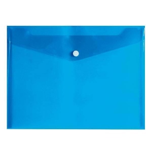 Папка-конверт на кнопке inФОРМАТ (А5, 180мкм, пластик) прозрачная синяя