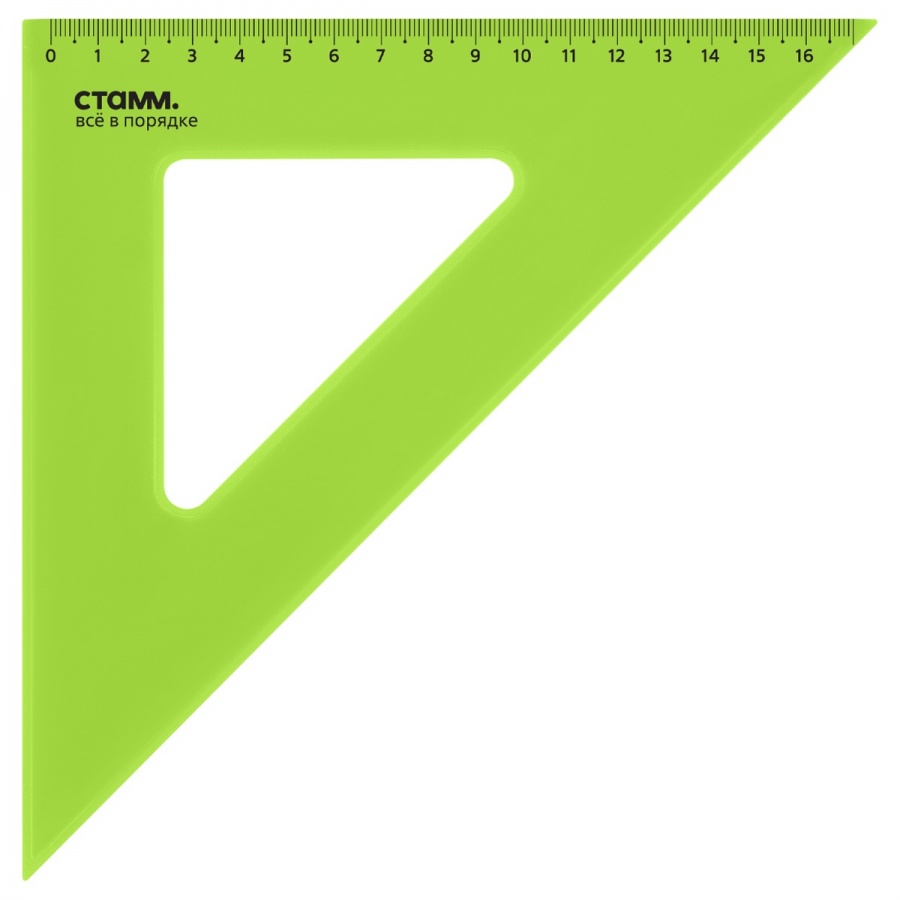 Треугольник 45°, 16см Стамм Neon Cristal, прозрачный тонированный, 20шт. (ТК57)