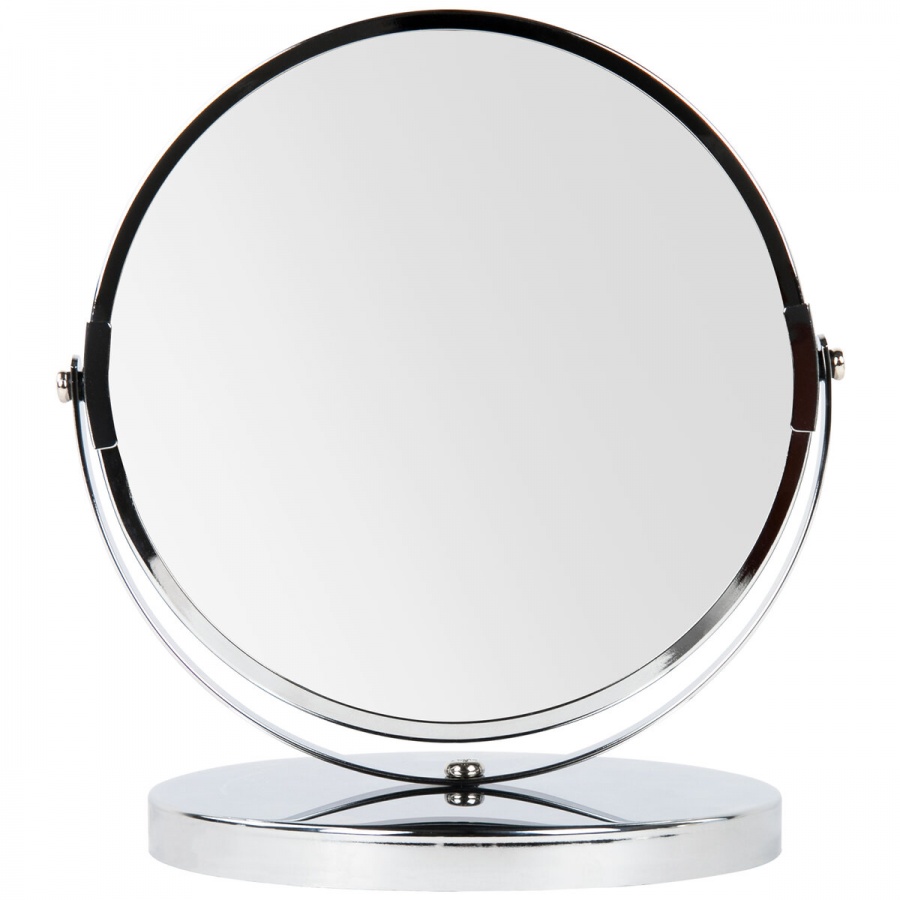 Зеркало косметическое настольное Brabix, круглое, d=17см, двустороннее, с увеличением, металл. рамка, 12шт.