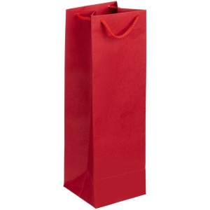 Пакет подарочный бумажный под бутылку Vindemia красный, 38х12х11.2см