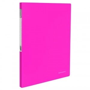Папка с металлическим скоросшивателем и внутренним карманом Brauberg Neon (А4, 0.7мм, до 100л., пластик) розовая (227466), 30шт.
