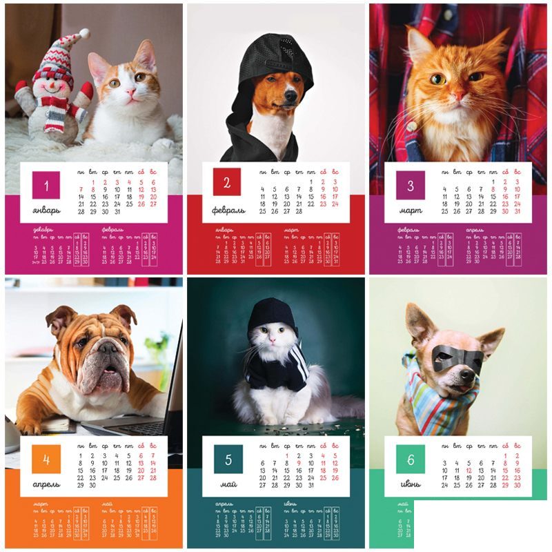 Календарь-домик на 2019 год OfficeSpace &quot;Пушистые друзья&quot;, на гребне (105x170мм) (261307)