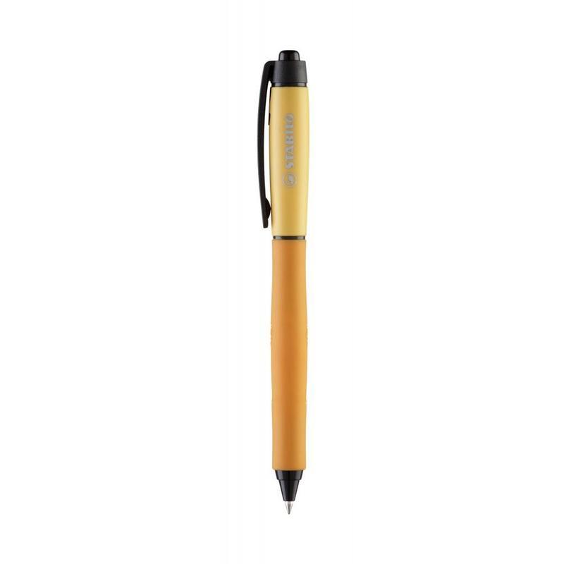 Ручка гелевая автоматическая Stabilo Palette XF (0.35мм, синий, резиновая манжетка, корпус желтый), 10шт.
