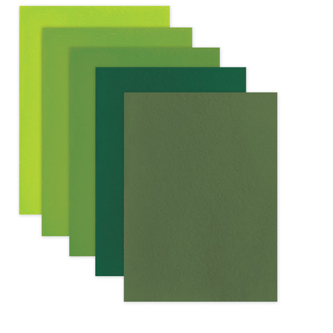 Фетр цветной для творчества Остров Сокровищ, 5 листов А4 (210х297мм), 5 цветов, толщина 2мм, оттенки зеленого (660643)