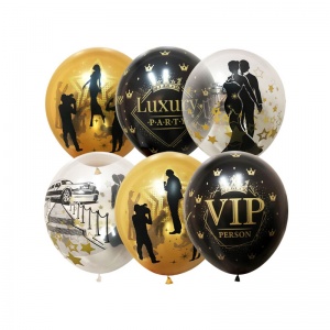 Воздушные шары Пати Бум "VIP Party", 25шт., 30см, разные виды (4690296077297)