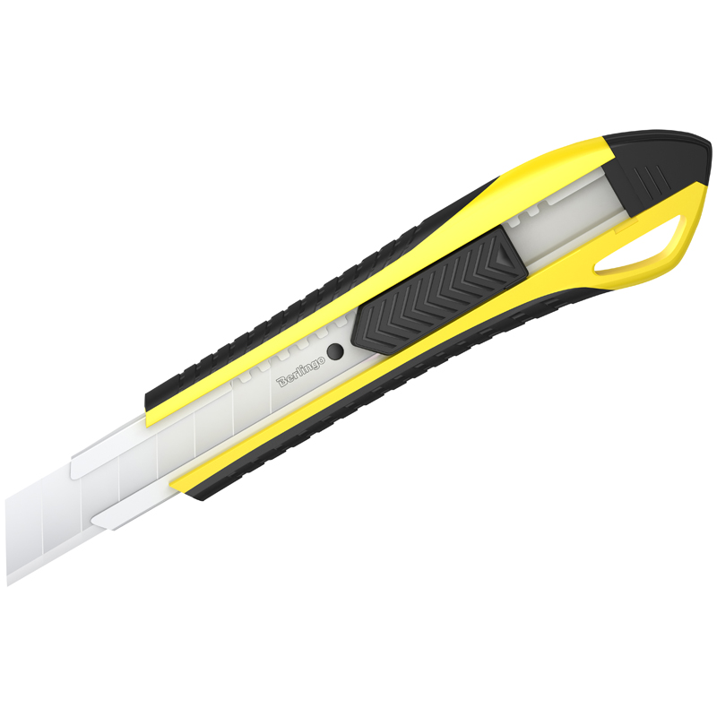 Нож канцелярский 18мм Berlingo Razzor 300, желтый + лезвия сменные 10шт., блистер (BM4132_2b), 10шт.