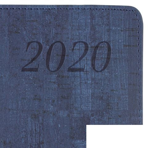 Еженедельник датированный на 2020 год А4 Brauberg Wood (64 листа) обложка кожзам &quot;благородное дерево&quot;, синяя (129640)