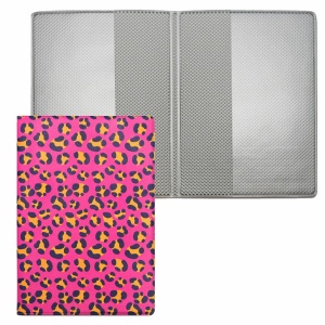 Обложка для паспорта ДПС "Леопард", кожзам, розовая с цветным принтом (2203.Р13), 10шт.