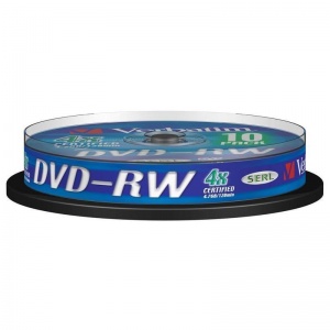 Оптический диск DVD-RW Verbatim 4.7Gb, 4x, cake box, 10шт. (43552)