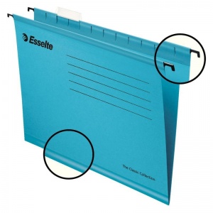 Подвесная папка Foolscap Esselte Plus (400x240мм, до 300л., картон) синяя, 25шт. (90334)
