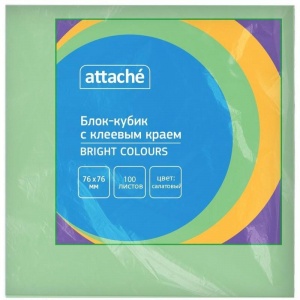 Клейкие закладки бумажные Attache Bright colours, салатовый по 100л., 76х76мм