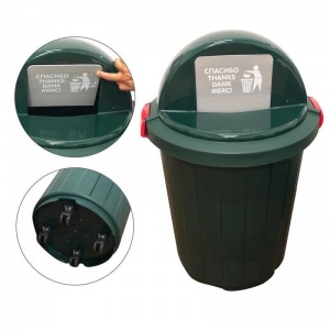 Контейнер для мусора 105л Элластик-Пласт, пластик зеленый, с крышкой, на колесах