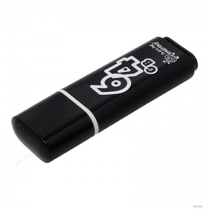 Флэш-диск USB 64Gb SmartBuy Glossy, черный (SB64GbGS-K), 180шт.