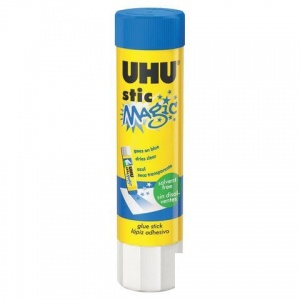Клей-карандаш UHU Stic Magic, 21г, обесцвечивающийся, цветной, 6шт. (79)