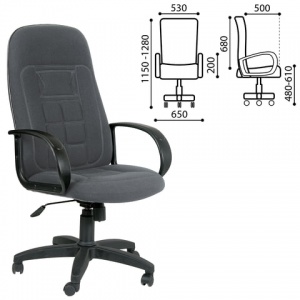 Кресло руководителя "Универсал" СН 727, ткань серая, пластик черный (1095994)