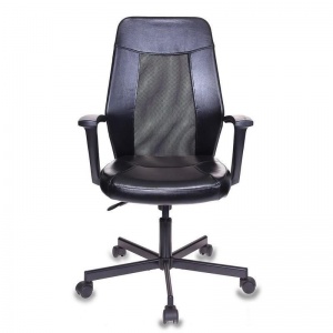 Кресло офисное Easy Chair 225, кожзам/сетка черный, металл