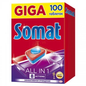 Таблетки для посудомоечных машин Somat Giga All-in-1, 100шт. (2489311)