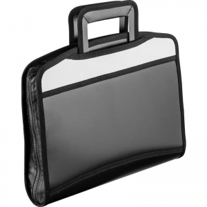 Папка-портфель Attache (А4, 5 отделений, пластик, на молнии, с выдвиж. ручками) черная/серая