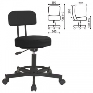 Кресло офисное РС12, кожзам черный, пластик черный, без подлокотников (РС01.00.12-201-)