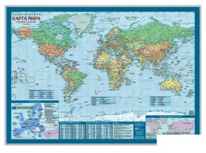 Карта мира настольная политическая (масштаб 1:69 млн)