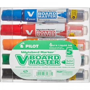 Набор маркеров для досок Pilot Board Master (круглый наконечник, 2.5мм, 5 цветов) 5шт. (WBA-VBM-M-S5)