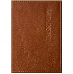 Обложка для паспорта OfficeSpace "Элегант", натуральная кожа, светло-коричневый (254223)