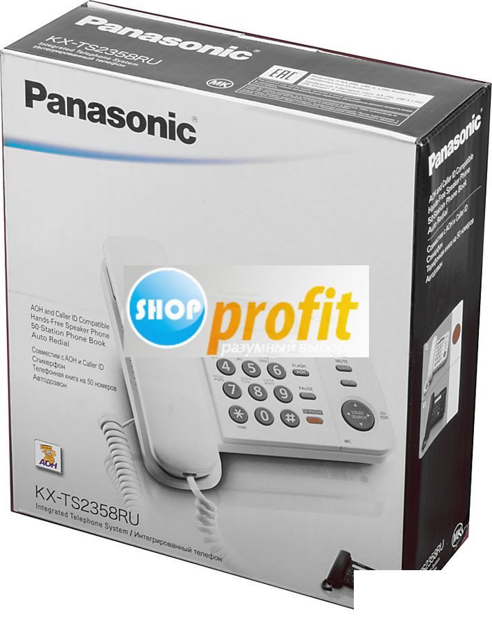 Проводной телефон Panasonic KX-TS2358RUW, белый (KX-TS2358RUW)