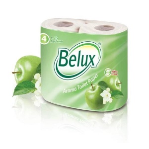 Бумага туалетная 2-слойная Belux Яблоко, зеленая, 19.5м, 4 рул/уп, 12 уп.