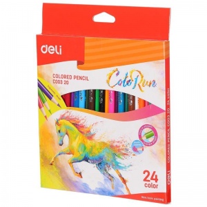 Карандаши цветные 24 цвета Deli ColoRun (L=175мм, 3гр) (EC00320)