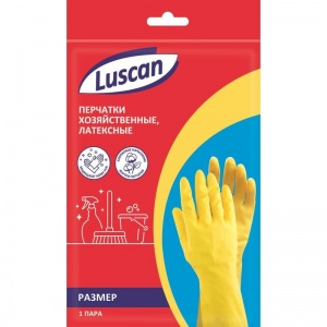 Перчатки латексные Luscan, с хлопковым напылением, размер 10 (XL), 1 пара, 12 уп.