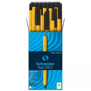 Ручка шариковая Schneider Tops 505 F (0.3мм, черный цвет чернил, корпус желтый) 50шт. (150501)