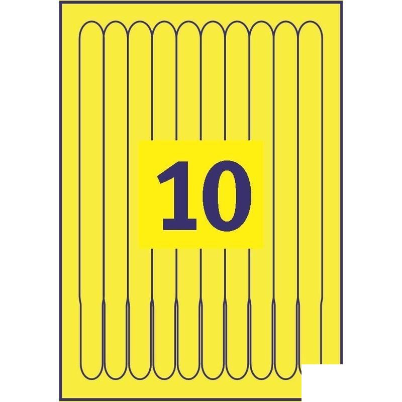 Браслеты самоклеящиеся Avery Zweckform (265x18мм, 10шт. на листе А4, 10 листов) желтые (L4001-10)
