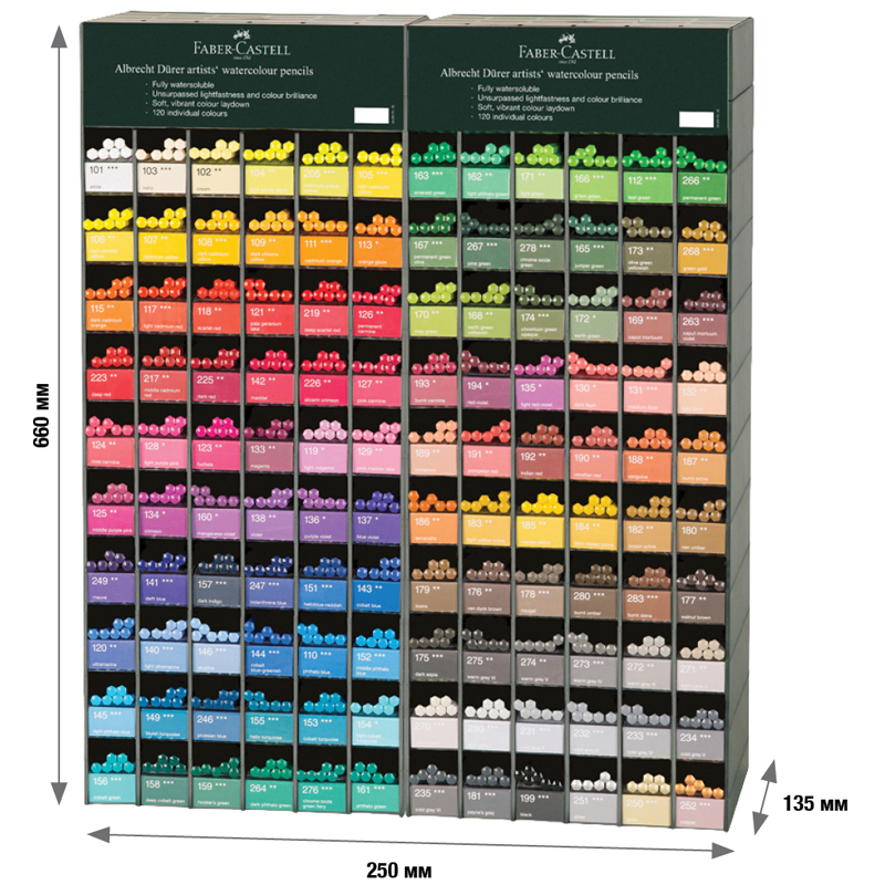 Карандаши акварельные художественные 120 цветов Faber-Castell &quot;Albrecht Durer&quot;, дисплей (117566_display)