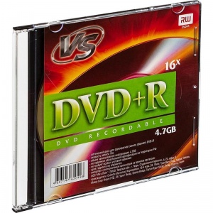 Оптический диск DVD+R VS 4.7Gb, 16x, slim, 5шт.