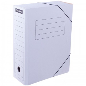 Папка на резинках картонная OfficeSpace (А4, корешок 100мм, до 400л., микрогофрокартон) белая (225427), 20шт.